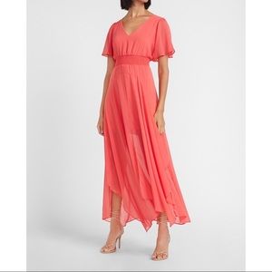 EXPRESS Smocked Waist Flutter Sleeve Midi Dress